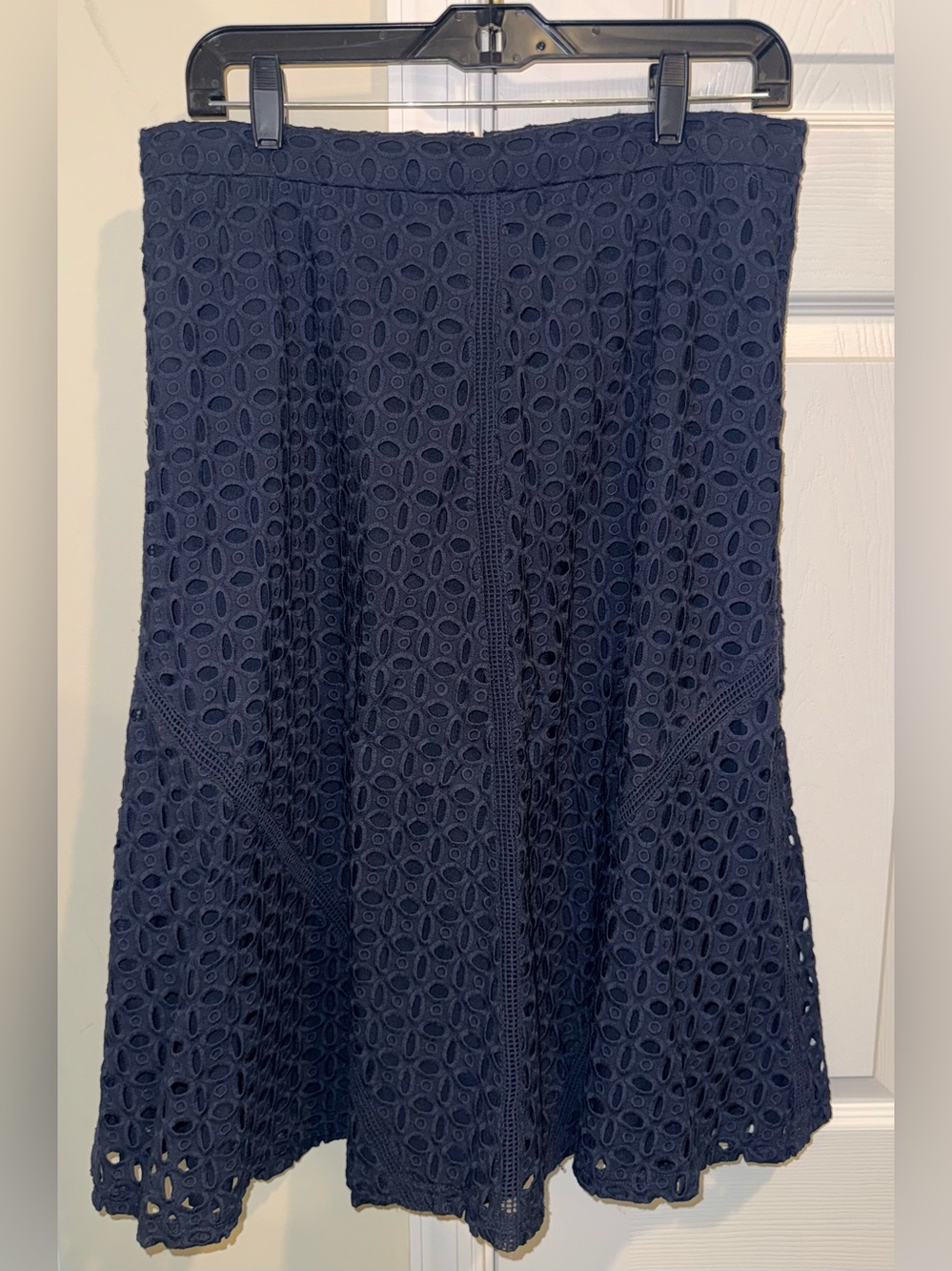 Ann Taylor Navy Eyelet A-Line Skirt
